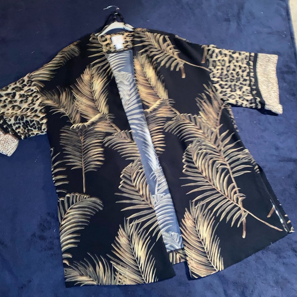Boho coverup Oversized graphic tunic jacket Small H&M